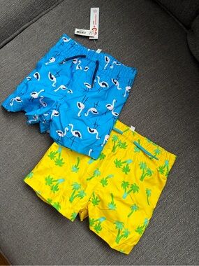 Joe Fresh | Baby Boy Swim Trunks | NWT | Flamingo & Palm Tree | Size 3-6 Months